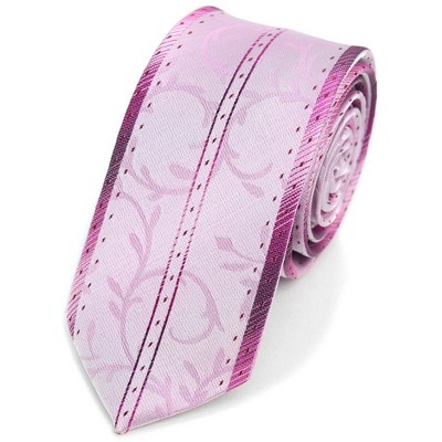 Men's Vine Pattern Microfiber Poly Woven 2.25" w x 58" H Slim Panel Neck Tie