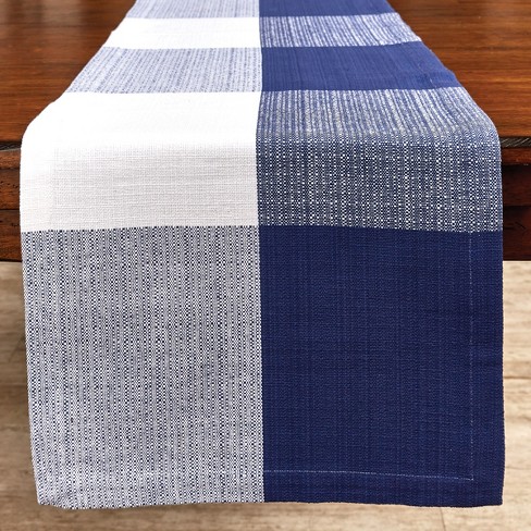 Split P Block Check Woven Table Runner 15X72 - image 1 of 3