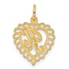 Black Bow Jewelry 14k Yellow Gold, Grace Collection, Satin Heart Initial K Pendant, 15mm - 3 of 4