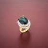 Slickblue Green Two-Tone Double Halo Ring for Women – Rhodium-Plated with Oval Cubic Zirconia, Size Options 5-10 - 2 of 4