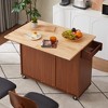 Bella Depot 53.78'' Mobile Kitchen Island Cart with 3 drawers Drop-Leaf Table Spice Rack - 2 of 4