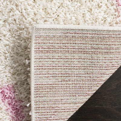Ivory & Light Pink Luxurious Diamond Shag Rug 6' x 9'