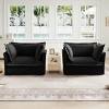 Set of 2 Slipcovered Armchairs, Armchair Sets with Large Soft Pillows, Chenille Fabric Accent Chair Set for Living Room-Cuddlewood - 3 of 4