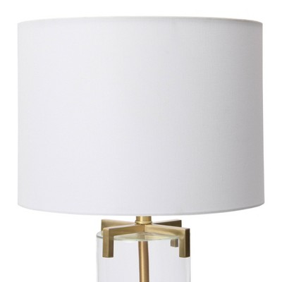 Edison 26.5" White Drum Shade Glass Table Lamp with Gold Accents