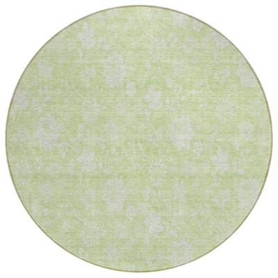 Artichoke Green Mint Green And Ivory Floral Washable Indoor Outdoor Area Rug