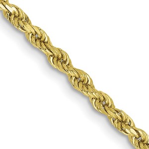 Black Bow Jewelry 2.5mm 10K Yellow Gold Hollow Diamond Cut Rope Chain Necklace - 1 of 4