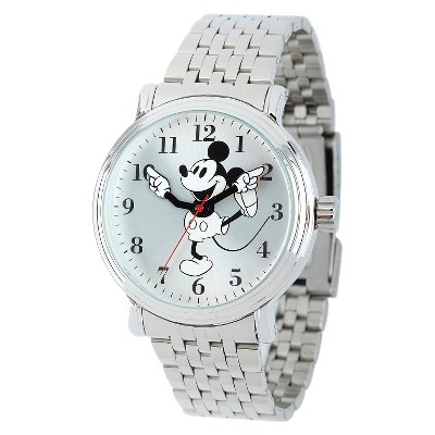 Men's Disney Mickey Mouse Shinny Vintage Articulating Watch with Alloy Case - Silver