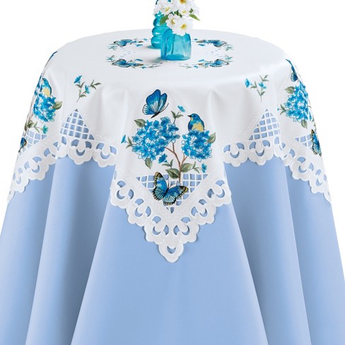 Collections Etc Embroidered Blue Hydrangea Butterfly Table Linens : Target