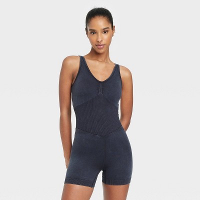 Joy Lab Women's Seamless Knit Comfort Short Bodysuit Medium Black for sale  online