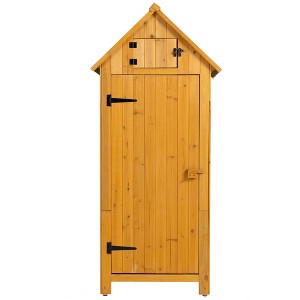 Maggift Outdoor Storage Sheds, Vertical Tall Tool Shed with Lockable Door, Waterproof Roof for Patio, Backyard and Lawn, Brown, 25.6"*21.3"*70.55" - 1 of 4