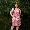 Clearlove Plus Size Dresses for Curvy Women Floral Sleeves Tiered Layers Casual Mini Dress with Pocket - 2 of 4