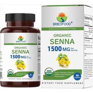 Brieofood Organic Senna 1500mg, 45 Servings, Vegetarian, Gluten Free, 90 Vegetarian Tablets - 1 of 4