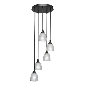 Toltec Lighting Empire 5 - Light Pendant in  Dark Granite with 5" Clear Ribbed Shade - 1 of 1