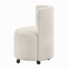 Royal Hampton Dining Side Chair Set of 2, Rolling Caster Wheels, White Chenille - 4 of 4