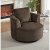 Lyngins Compressible Swivel Accent Chair with Wood Base,Upholstered Swivel Living Room Chair with Armrest,Faux Fur Sofa Chair for Bedroom - 2 of 4
