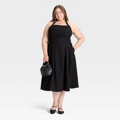 Женские платья A New Day Women's Midi Halter Dress - A New Day™ Black 4X — фото 3