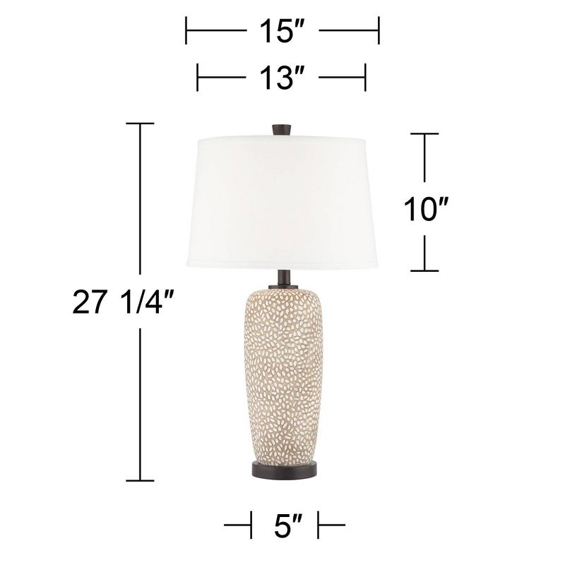 360 Lighting Anna 27 1/4" Tall Modern Coastal Table Lamps Set of 2 Beige Pebbled White Shade Living Room Bedroom Bedside Nightstand House Office, 4 of 9
