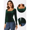 INSPIRE CHIC Women's Velvet Square Neck Long Sleeve Casual Blouses - 2 of 4