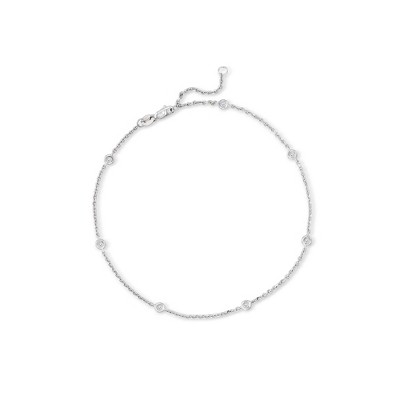 Ross-Simons 0.20 ct. t.w. Bezel-Set Diamond Anklet in 14kt White Gold Size 9