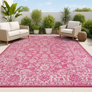 JONATHAN Y Tela Bohemian Textured Weave Floral Indoor/Outdoor Area Rug - 1 of 4