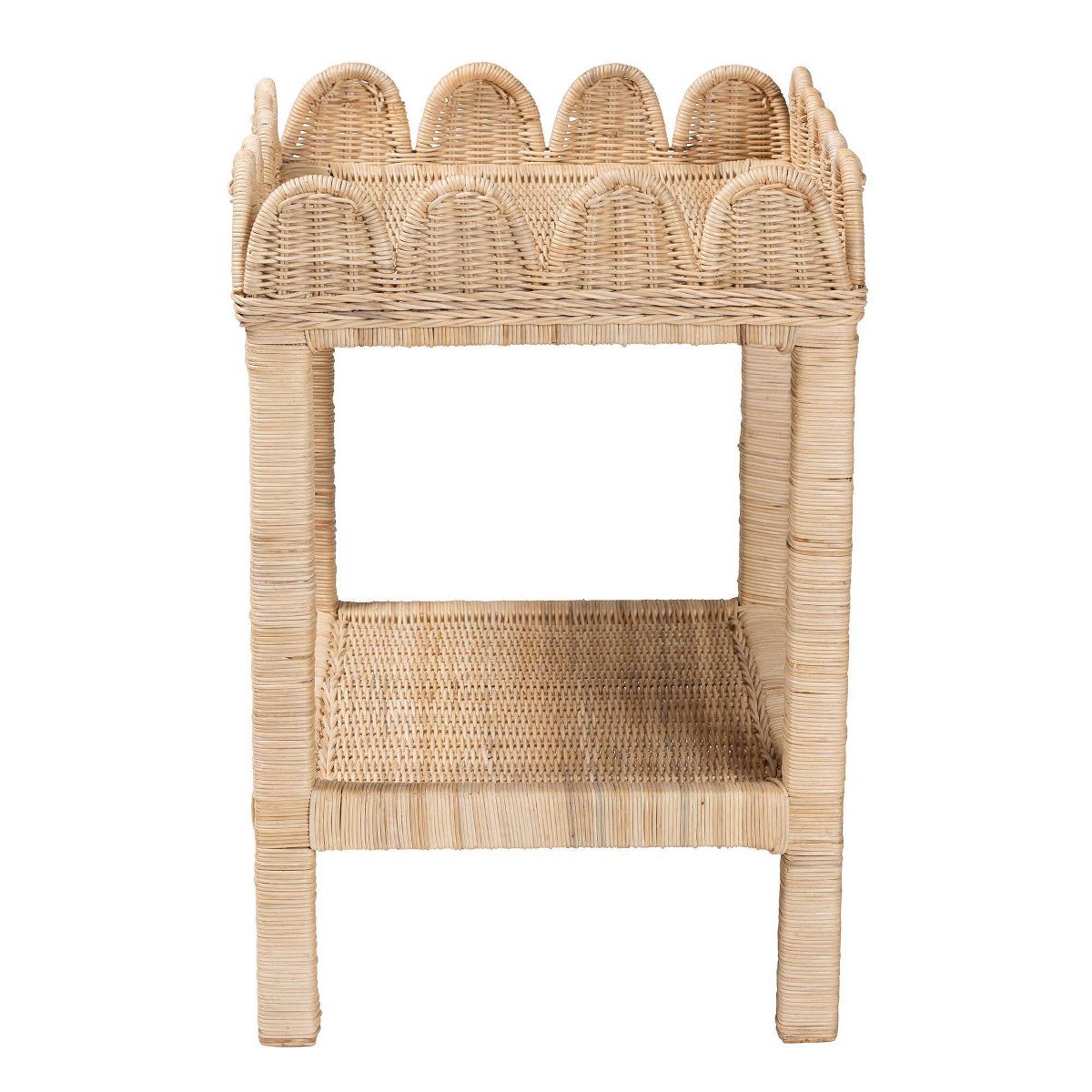bali & pari Sumana Scallop Side Table: Handcrafted, Mahogany Frame, Open Shelf Storage - thumbnail 4