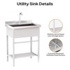 Karl Home 28.3 in. Freestanding Single Basin Stainless Steel Utility Sink with Shelves - 4 of 4