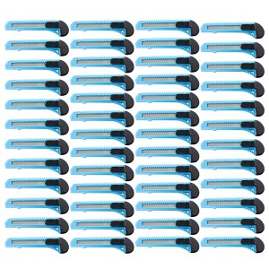 MotoProducts 50 Bulk 6" Box Cutters Sky Blue with Snap-Off Blades and Safety Locks - 1 of 4