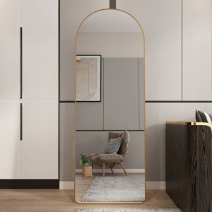 FONTOI Floor Standing Mirror with Stand&Arched Top, Wall Mounted Hanging Mirror, Dressing Mirror for Cloakroom, Bedroom, Golden, 23"*0.6"*65" - 1 of 4