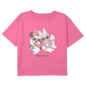 Girl's Mickey & Friends Minnie and Daisy Summer Besties Crop Top T-Shirt - 1 of 3