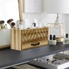 Blu Monaco Natural Wood Desktop Pen Organizer with Drawer - 2 of 4
