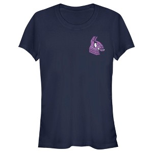 Juniors Womens Fortnite Llama Pinatas Pocket Logo T-Shirt - 1 of 4