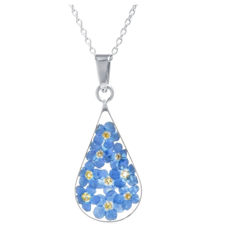 Fashion Statement Tear Drop Necklace Sterling - Blue, 1 of 5