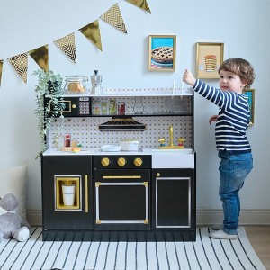 Teamson Kids Little Chef St. Louis Wooden Play Kitchen with Full Backsplash Hands-On Set, 15 Accessories - 1 of 4