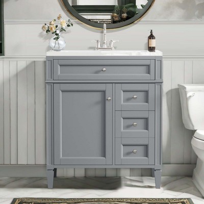 NicBex 30" Bathroom Storage Cabinet with Sink, Morden Bathroom Vanity, 2 Drawers and 1 Spacious Cabinet Door for Bathroom