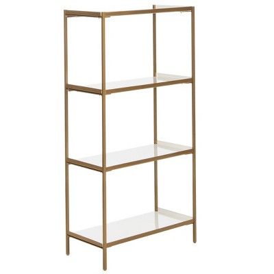 Daniella White and Brass 4-Tier Iron Etagere