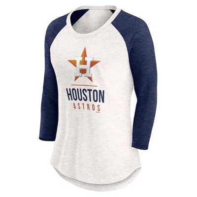 MLB Houston Astros Women's White 3/4 Sleeve Fashion T-Shirt