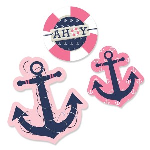 Big Dot of Happiness Ahoy - Nautical Girl - DIY Shaped Baby Shower or Birthday Party Cut-Outs - 24 Count - 1 of 4