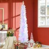 HOMCOM 7ft Tall Pencil Prelit Artificial Christmas Tree Holiday Décor with 500 Colorful Surface Branches, 250 Colorful LED Lights, White - 3 of 4