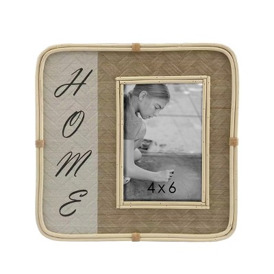 VIP Wood 9.5 in. Brown Home Rounded Weaving 4x6 Photo Frame