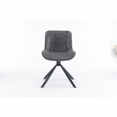 PAGED Swivel Dining Chairs Set of 2, Faux Leather Upholstered Dining Room Chairs with Metal Legs, Kitchen Chairs for Dining Room