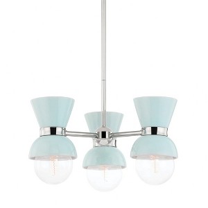 Mitzi Gillian 3 - Light Semi-Flush Mount in  Polished Nickel/Ceramic Gloss Robins Egg Blue - 1 of 1