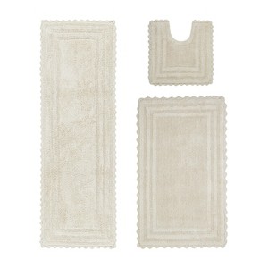 Lilly Crochet Collection 100% Cotton Tufted Reversible 3-Piece Bath Rug Set – Super Absorbent, Machine Washable Bathroom Mats with Crochet Pattern - 1 of 4
