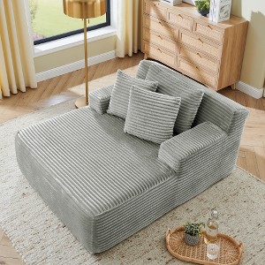 Akoasm Modern Plush Velvet Fabric Single Sofa for Living Room & Bedroom-Gray - 1 of 4
