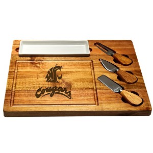 NCAA Washington State Cougars Acacia Charcuterie Board with Cheese Knives & Ceramic Tray - 1 of 4