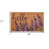 HomeRoots 17" X 29" Natural Black and Purple Coir Floral Hello Outdoor Door Mat - 3 of 4