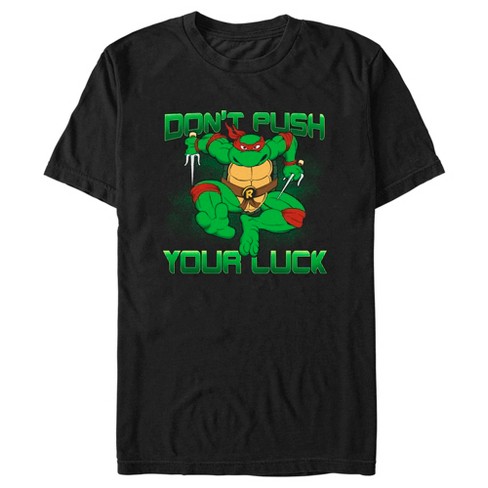 Men's Teenage Mutant Ninja Turtles St. Patrick's Day Raphael Don't Push  Your Luck T-Shirt - Black - 2X Large