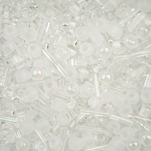 John Bead Czech Glass Seed Beads Bag Arts & Crafts Embellishments Crystal and Crystal AB Assorted Mix 50 Grams - 1 of 4