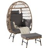 VYNXARIA Wicker Egg Chair,Rattan Egg Chair Indoor Outdoor,Oversized Large Egg Chairs 600lbs with Ottoman and Cushions for Backyard,Balcony,Dark Gray - 3 of 4