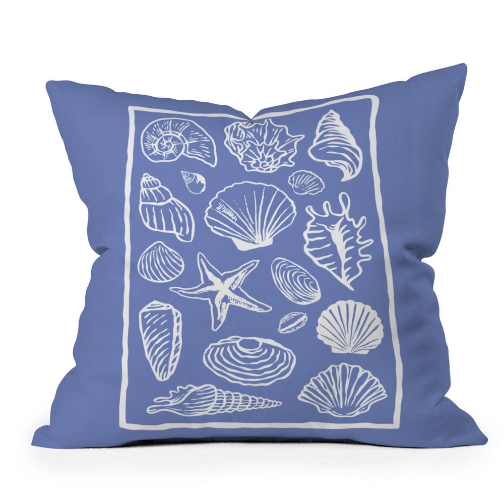 Photos - Pillow Deny Designs 20"x20" April Lane Art Blue Seashells Square Indoor Throw 