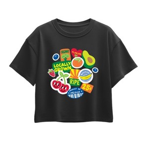 Girls' - Instant Message - Fruit Stamps Short Sleeve Boxy Graphic T-Shirt - 1 of 3